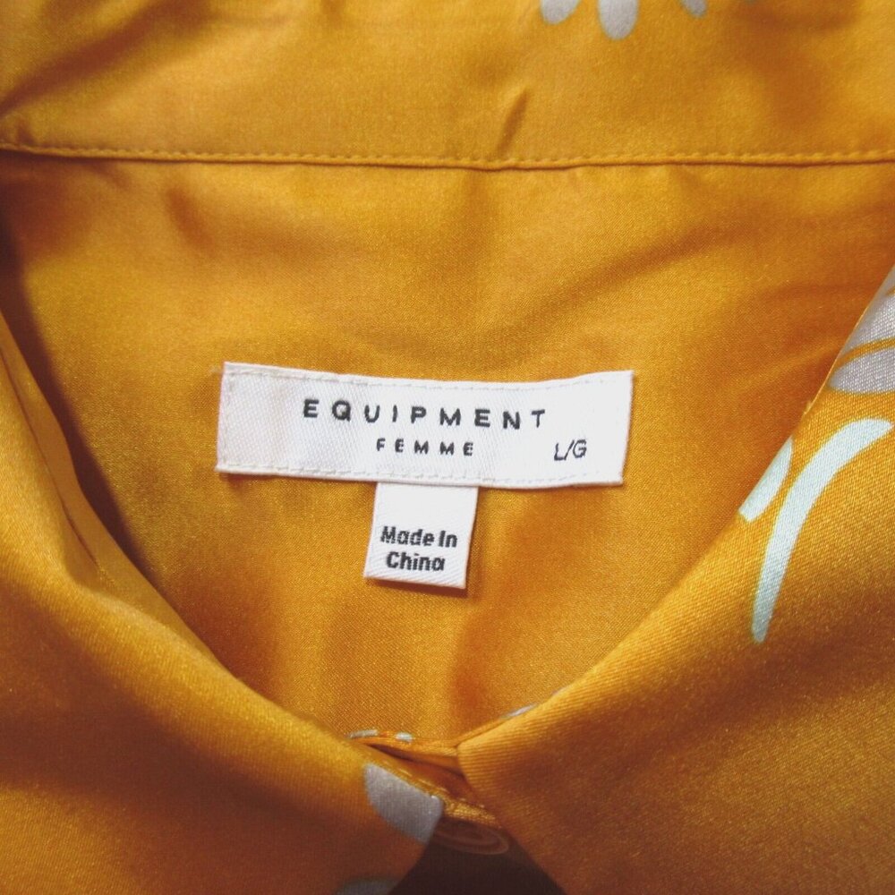 NWT Equipment Essential in Orangeraie Floral Satin Silk Button Down Shirt L $280 - Picture 5 of 8